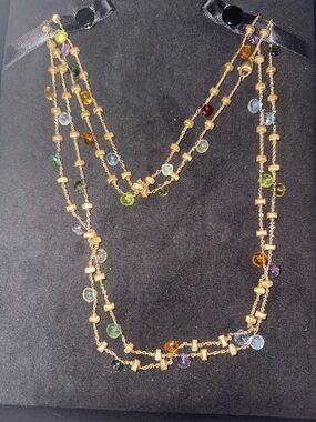 Marco Bicego Paradise 18K Gold Multicolor Gemstone 46” Necklace 30.2g RARE